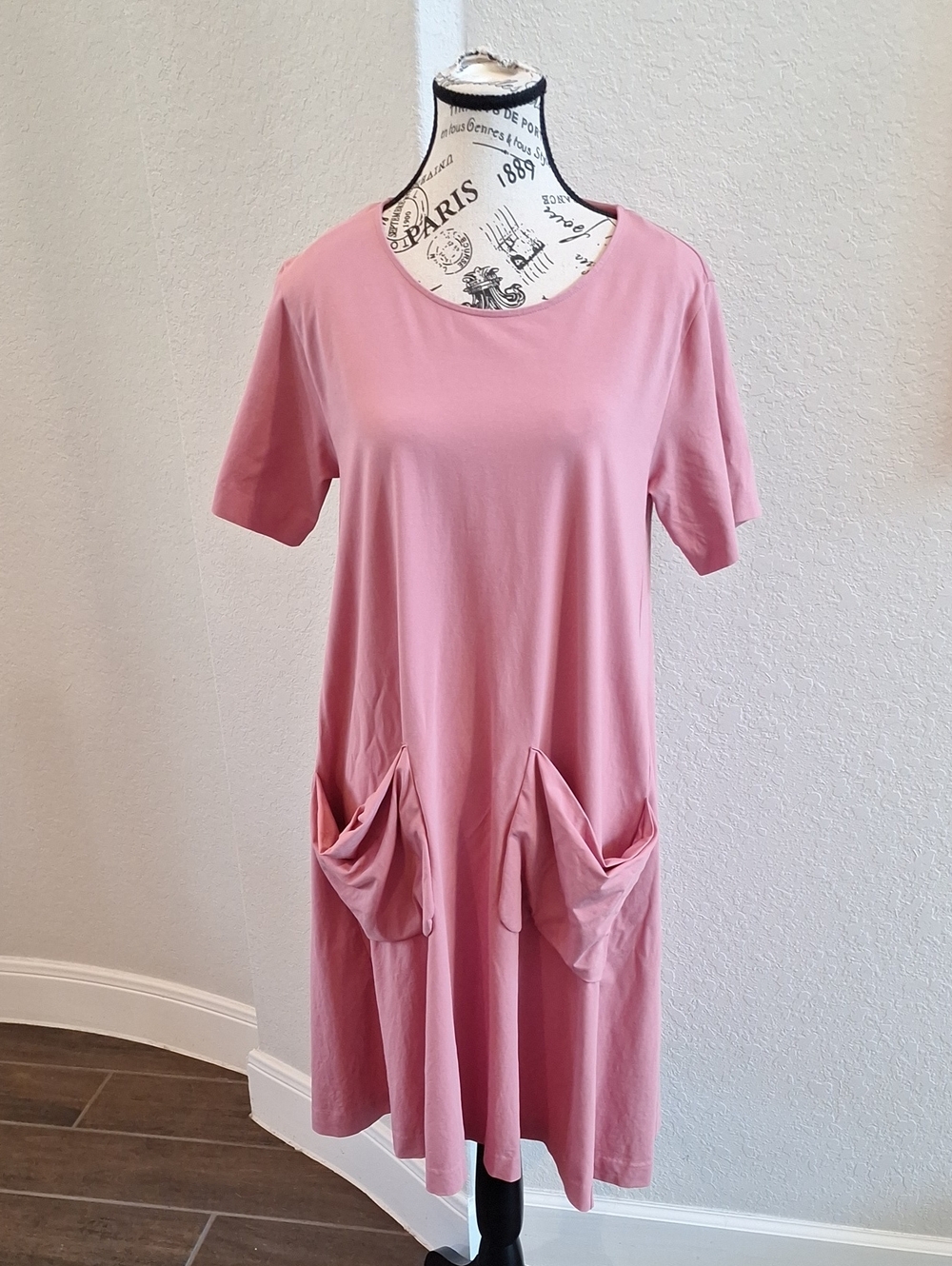 COS Relaxed Fit Short Sleeve Trapeze Swing Dress Pink Large